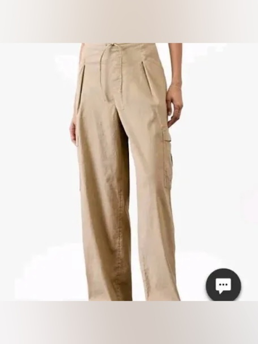 Athleta Paradise Wide-Leg Cargo Linen Pants in Beige size Large